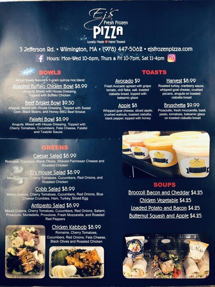 Ej's Fresh Frozen Pizza - Wilmington, MA menu_pic