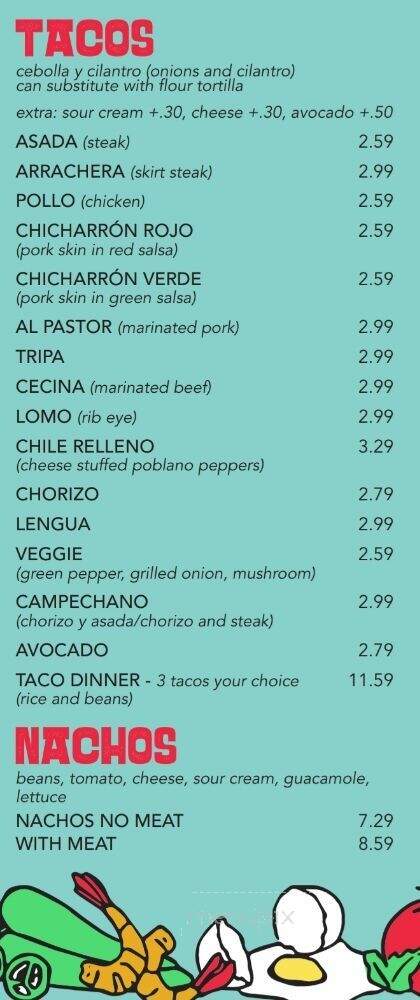 Nacho's Tacos Place - Buffalo Grove, IL menu_pic