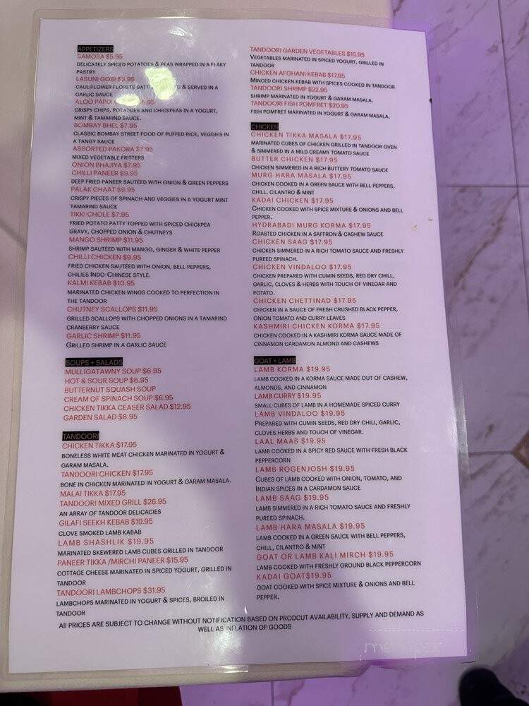 Tiff's Rivaaz - Pequannock Township, NJ menu_pic