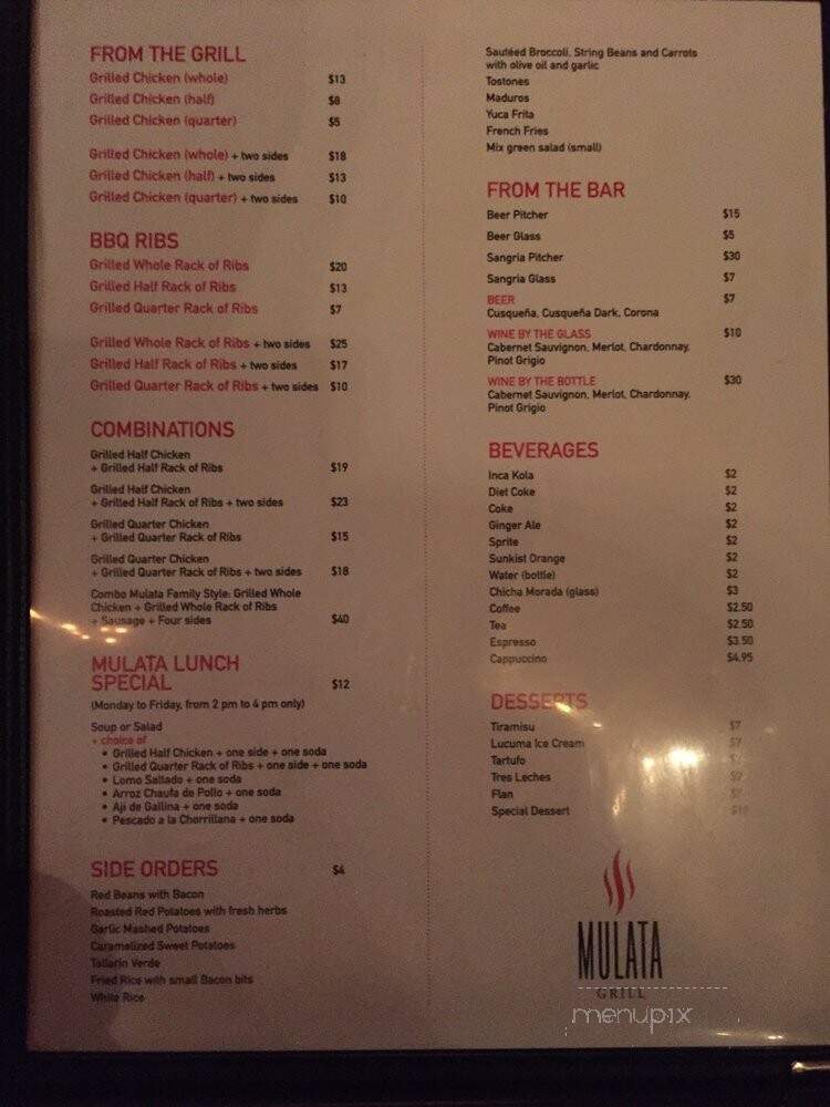 Mulata Grill - Brooklyn, NY menu_pic