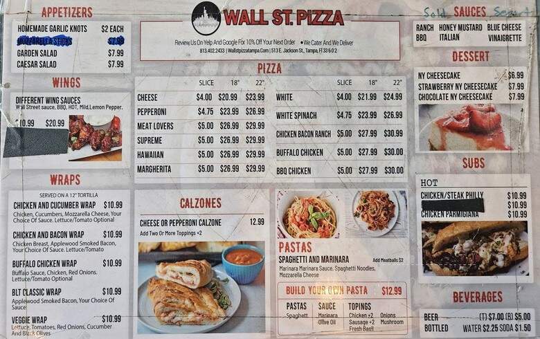 Wall St Pizza - Tampa, FL menu_pic