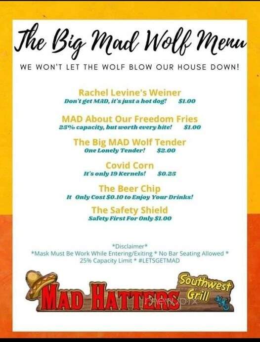 Mad Hatters Southwest Grill - Meadville, PA menu_pic