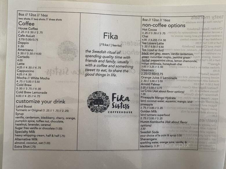 Fika Sisters Coffeehouse - Sisters, OR menu_pic