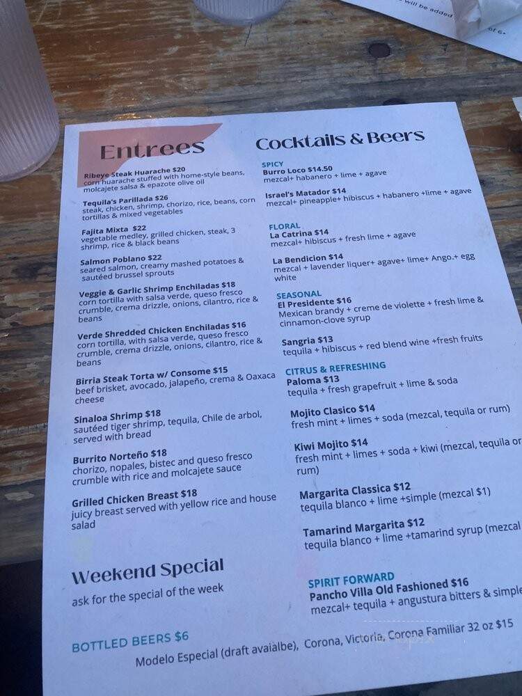 Tequila & Mezcal - Washington, DC menu_pic