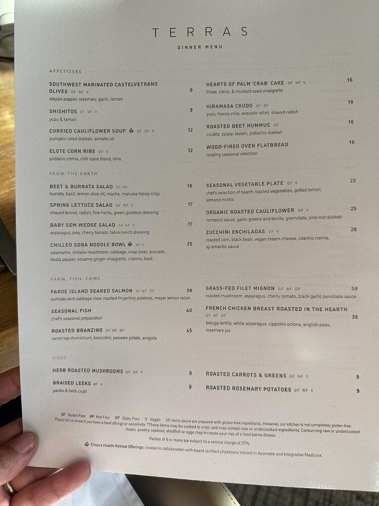 Terras - Carefree, AZ menu_pic