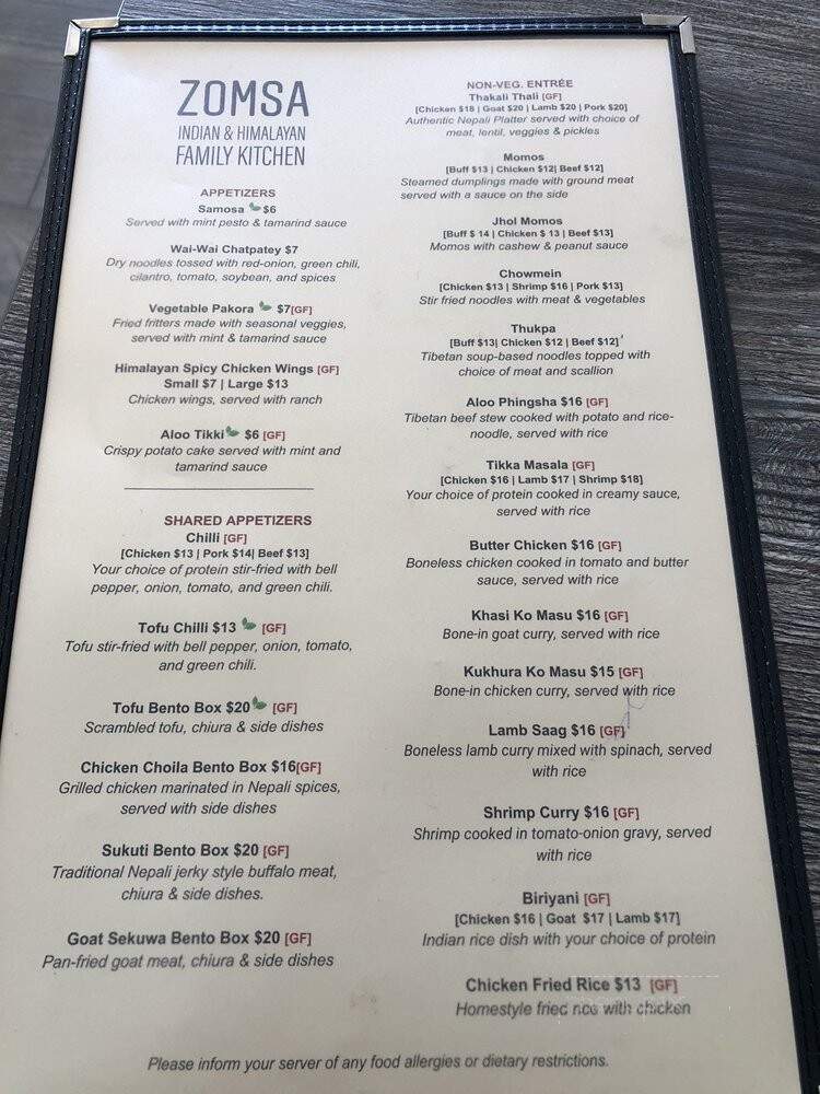 Zomsa - El Cerrito, CA menu_pic