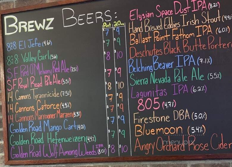 BrewZ Sports Cafe & Grill - Canoga Park, CA menu_pic