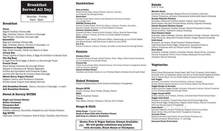 Bite Bistro - Dallas, TX menu_pic