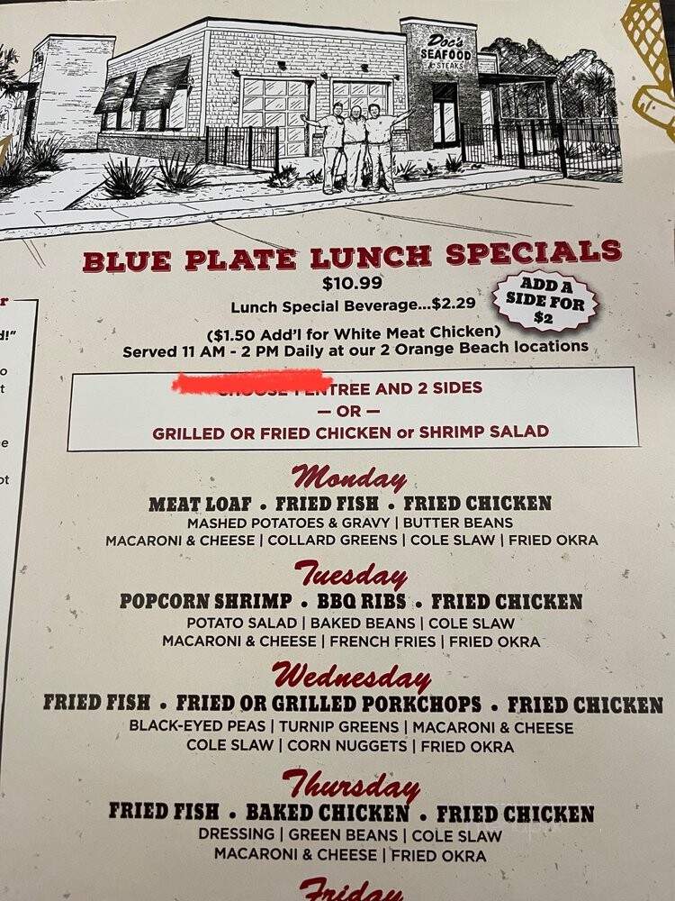 Doc's Seafood & Steaks - Orange Beach, AL menu_pic