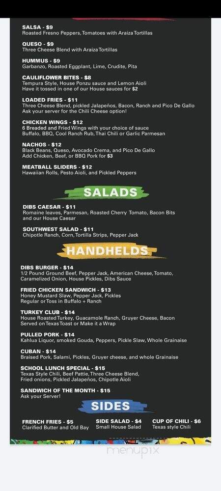 Dibs On Victory - Dallas, TX menu_pic