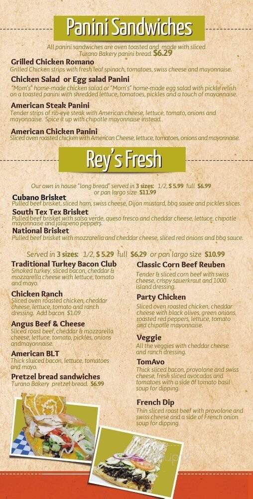 Rey's Cafe - Milwaukee, WI menu_pic