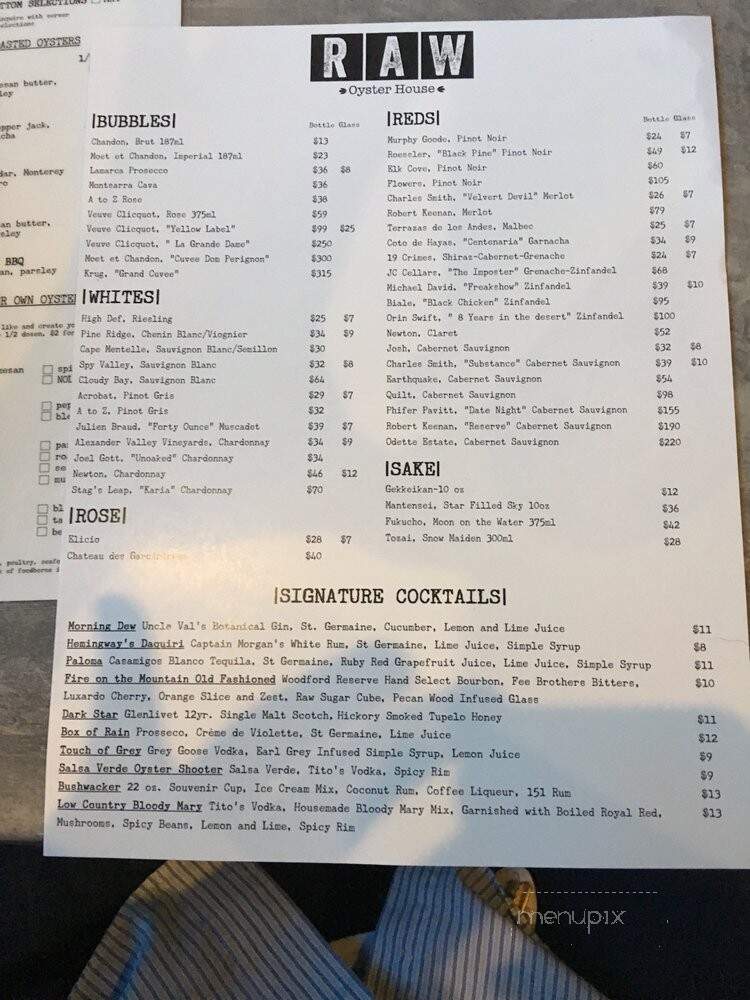 Raw Bar - Ocean Springs, MS menu_pic