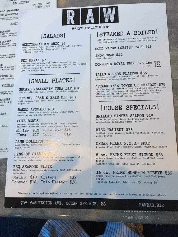 Raw Bar - Ocean Springs, MS menu_pic