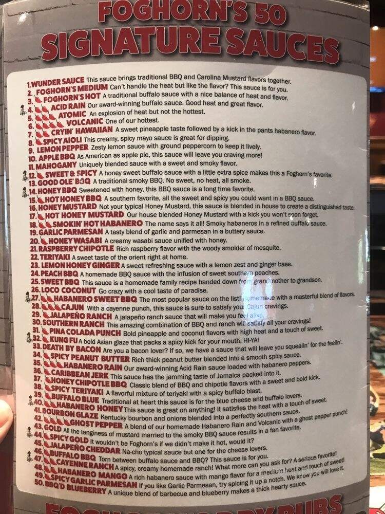 Foghorns - Conway, AR menu_pic