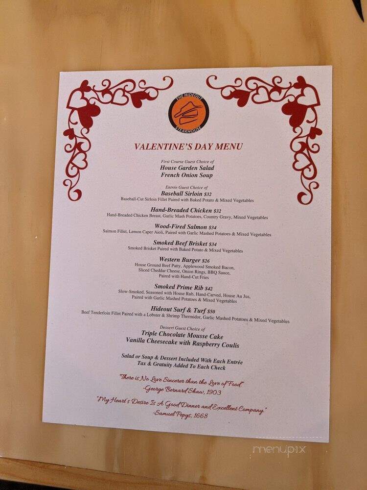 The Hideout Steakhouse - Heber City, UT menu_pic