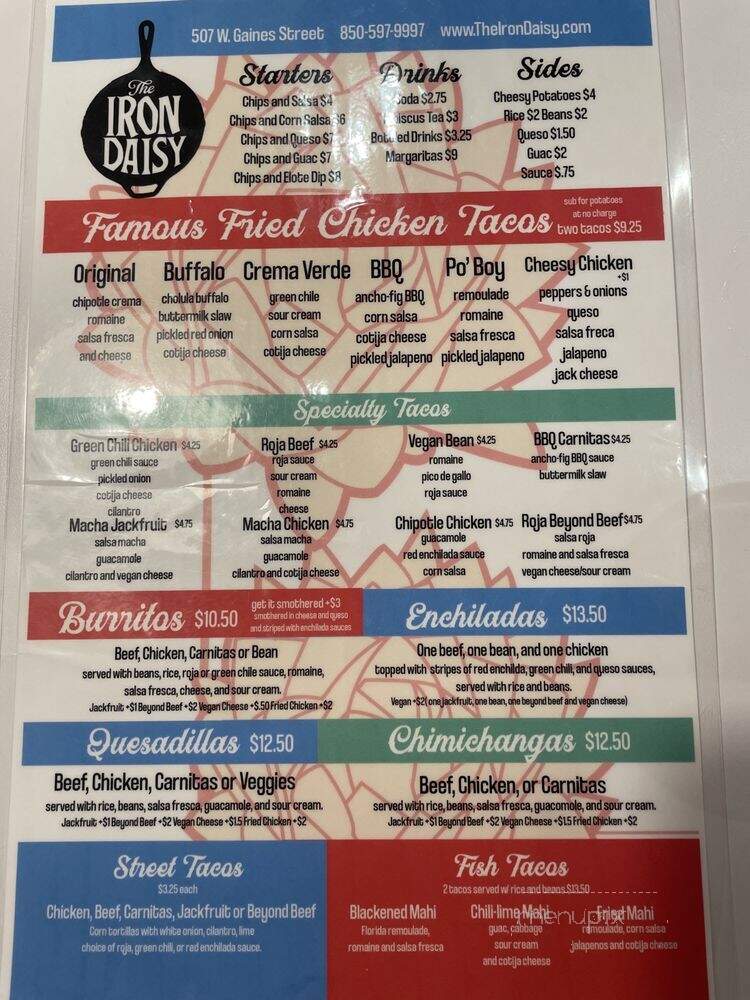 The Iron Daisy - Tallahassee, FL menu_pic