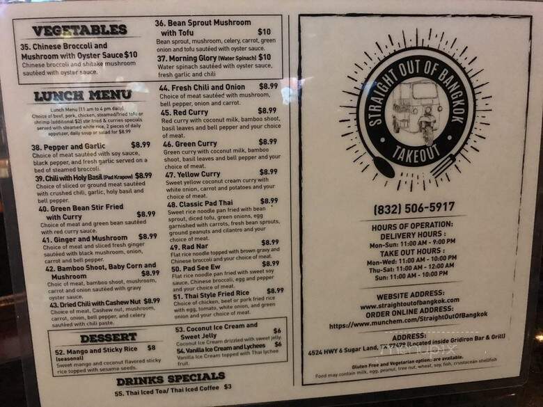 Straight Out of Bangkok - Sugar Land, TX menu_pic