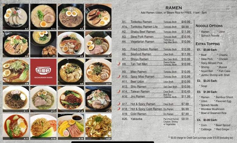 Wazakuraken Ramen - Duarte, CA menu_pic