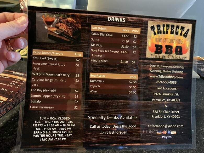 Trifecta BBQ - Frankfort, KY menu_pic