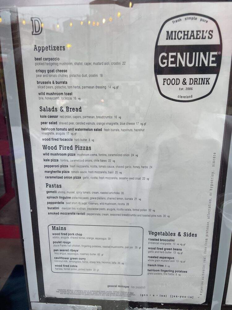 Michael's Genuine Food & Drink - Shaker Heights, OH menu_pic