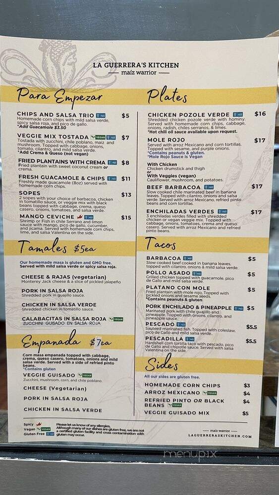 La Guerrera's Kitchen - Oakland, CA menu_pic