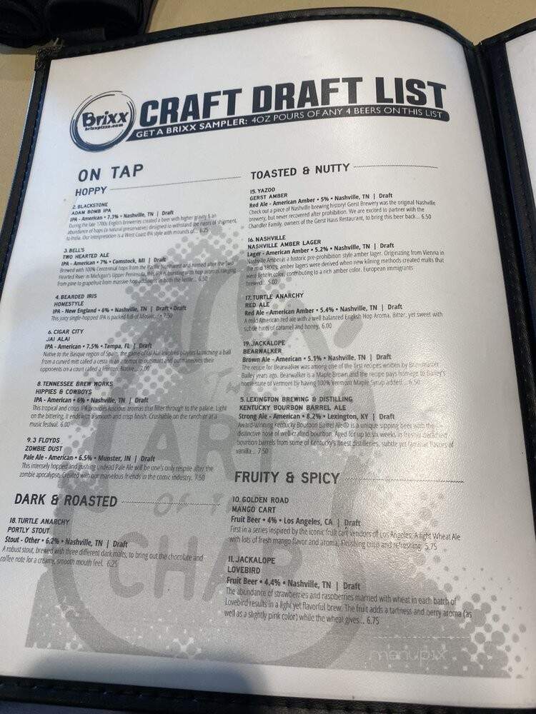 Brixx - Nashville, TN menu_pic