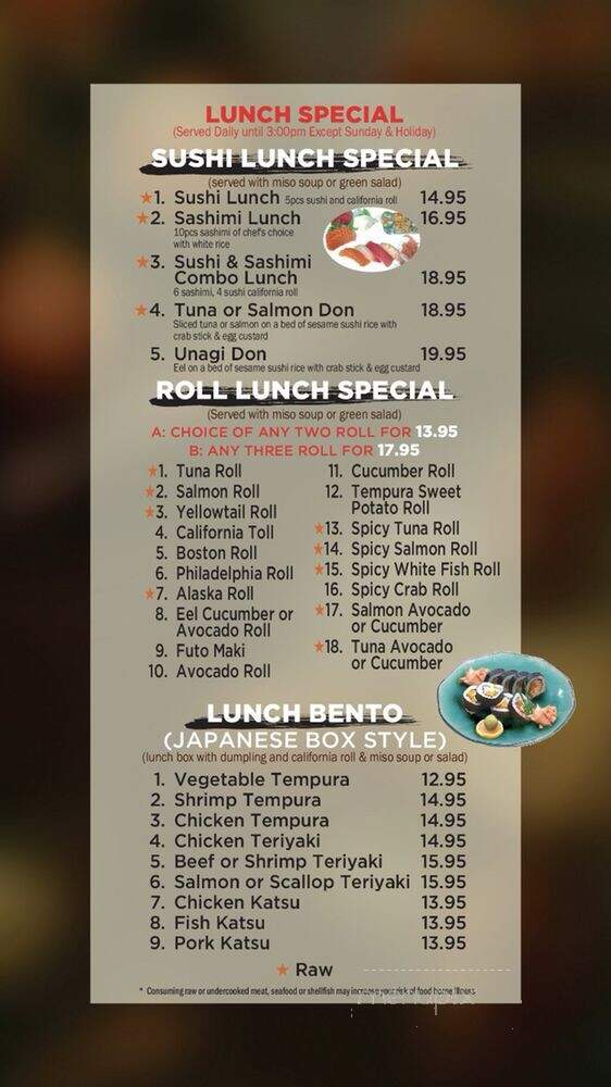 Fuji Japanese Steakhouse and Sushi - Rochester, MN menu_pic