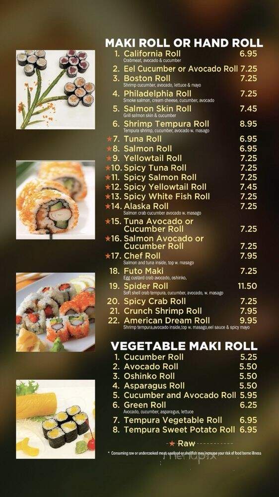 Fuji Japanese Steakhouse and Sushi - Rochester, MN menu_pic