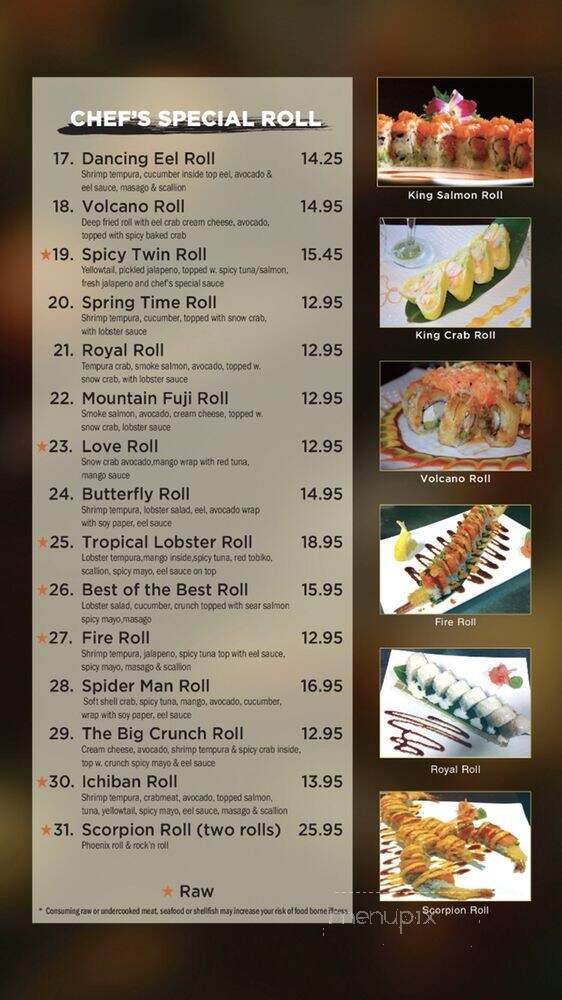 Fuji Japanese Steakhouse and Sushi - Rochester, MN menu_pic