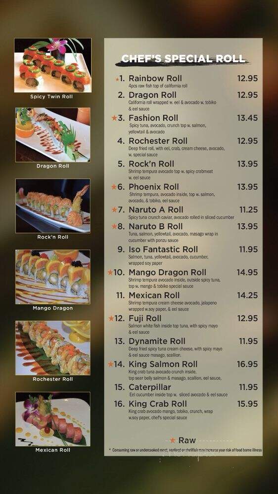 Fuji Japanese Steakhouse and Sushi - Rochester, MN menu_pic
