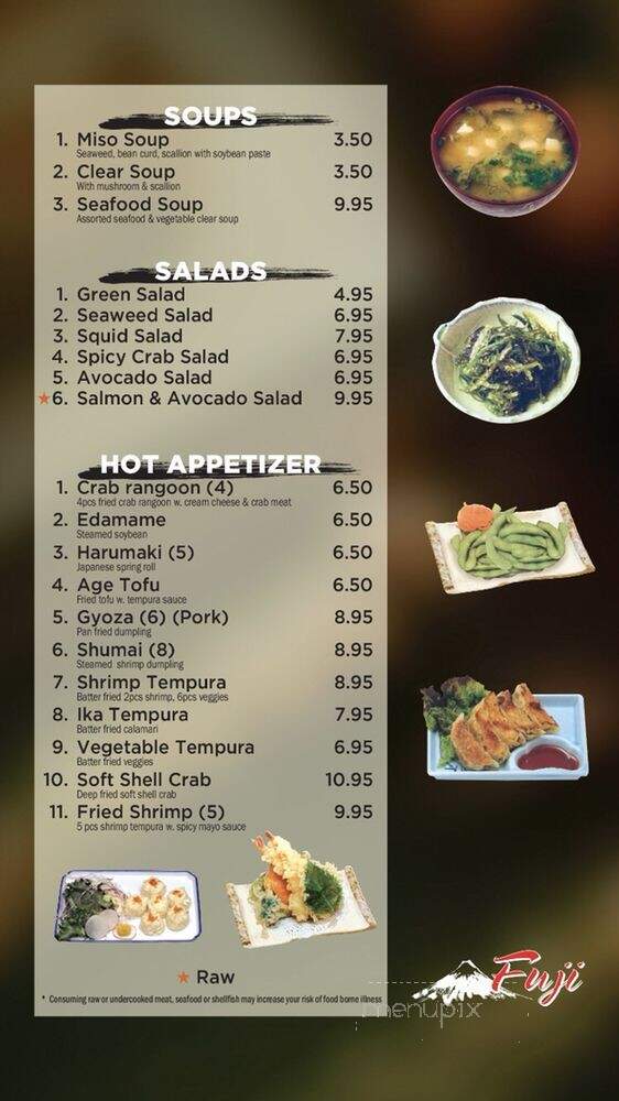 Fuji Japanese Steakhouse and Sushi - Rochester, MN menu_pic