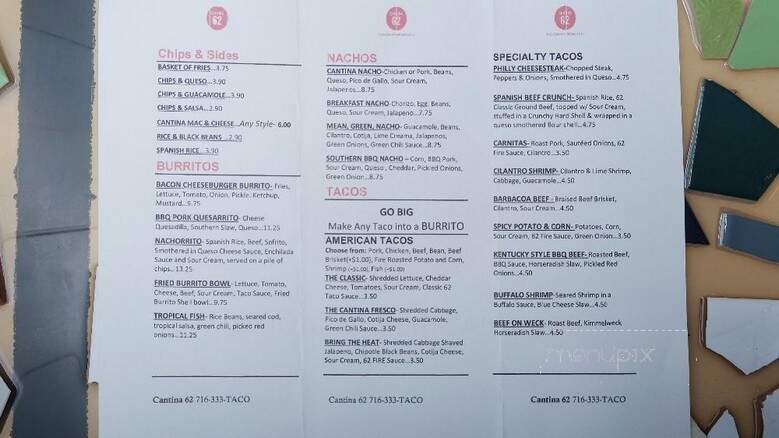 Cantina 62 - Buffalo, NY menu_pic