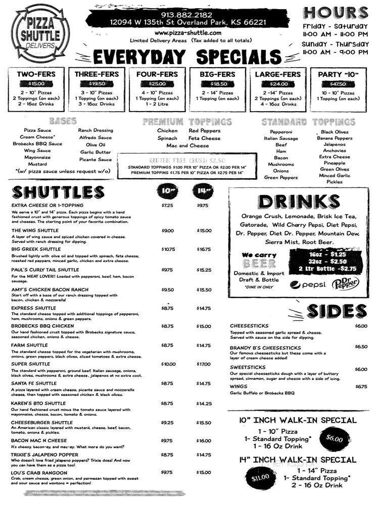 Pizza Shuttle - Overland Park, KS menu_pic