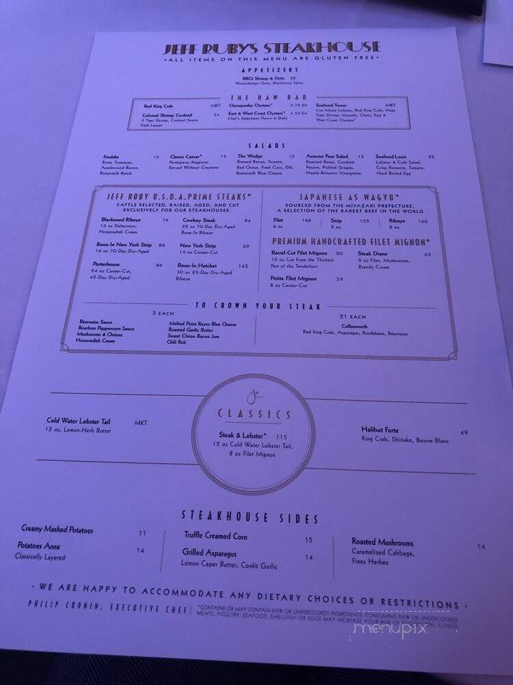 Jeff Ruby's Steakhouse - Lexington, KY menu_pic