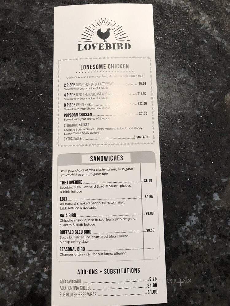 Lovebird - Bryn Mawr, PA menu_pic