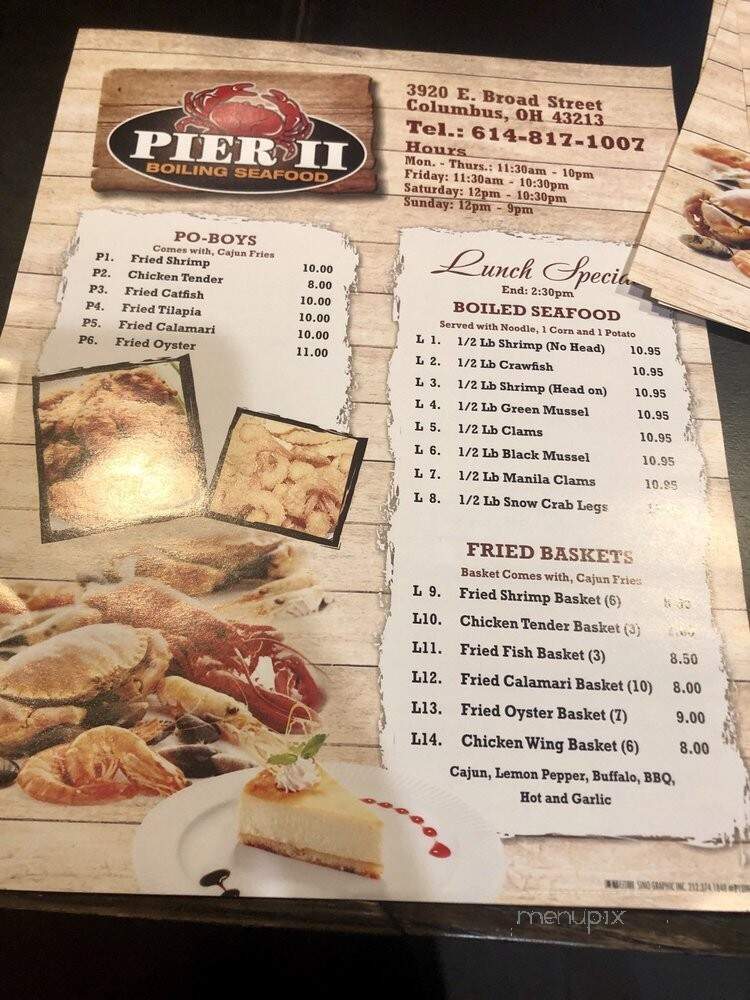 Pier 11 Boiling Seafood - Columbus, OH menu_pic