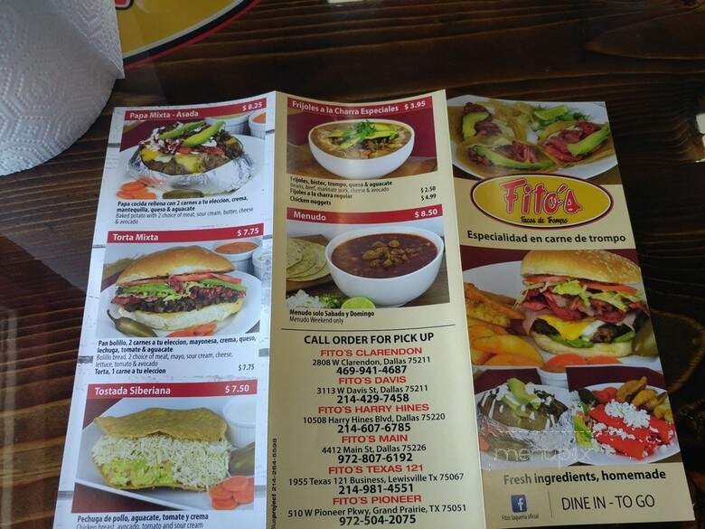 Fito's Tacos de Trompo - Grand Prairie, TX menu_pic