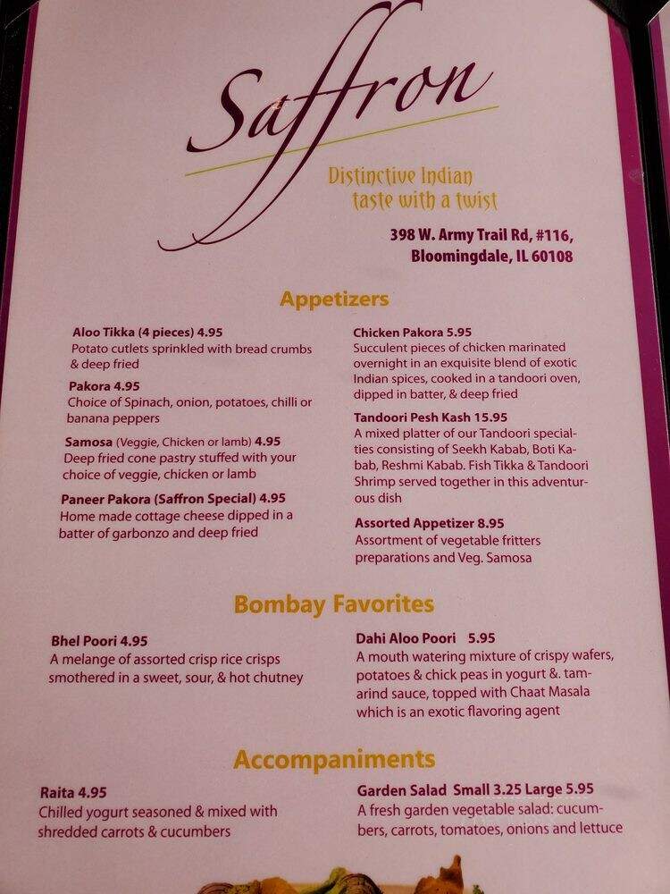 Saffron Restaurant - Bloomingdale, IL