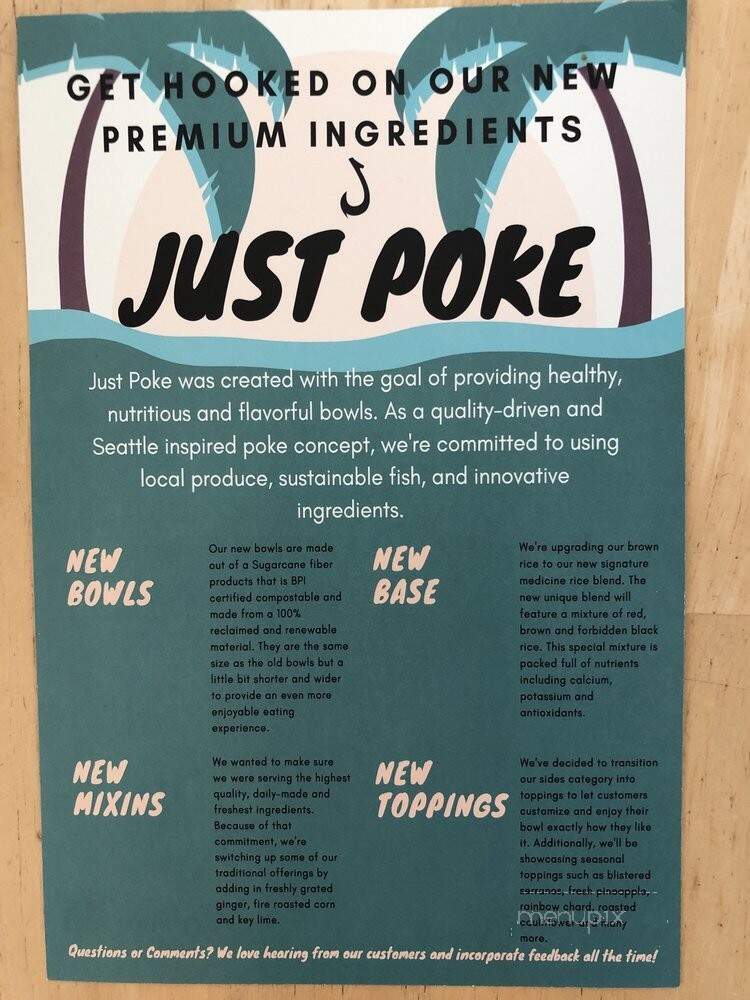 Just Poke & Verve Bowls - Bellingham, WA menu_pic