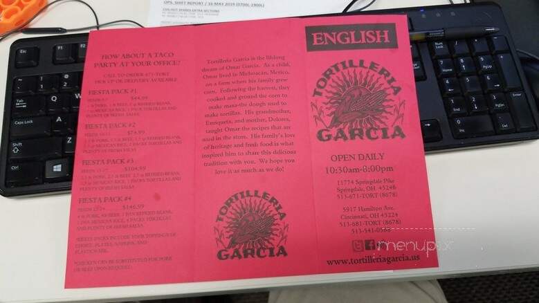 Tortilleria Garcia - Cincinnati, OH menu_pic