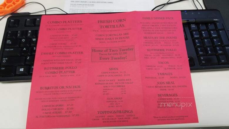 Tortilleria Garcia - Cincinnati, OH menu_pic
