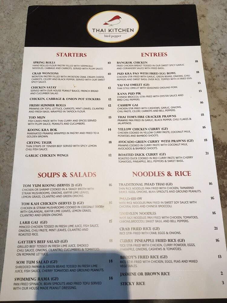 Thai Kitchen Bird Pepper - Bellevue, WA menu_pic
