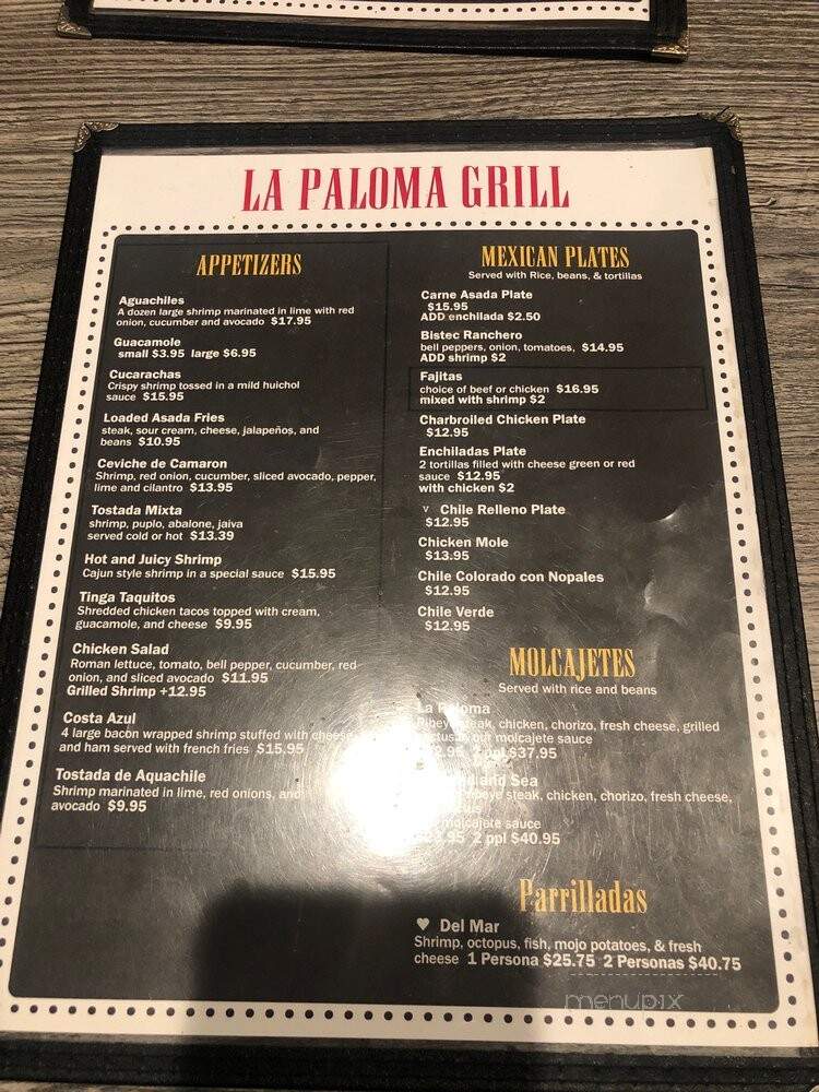 La Paloma Grill - Montebello, CA menu_pic