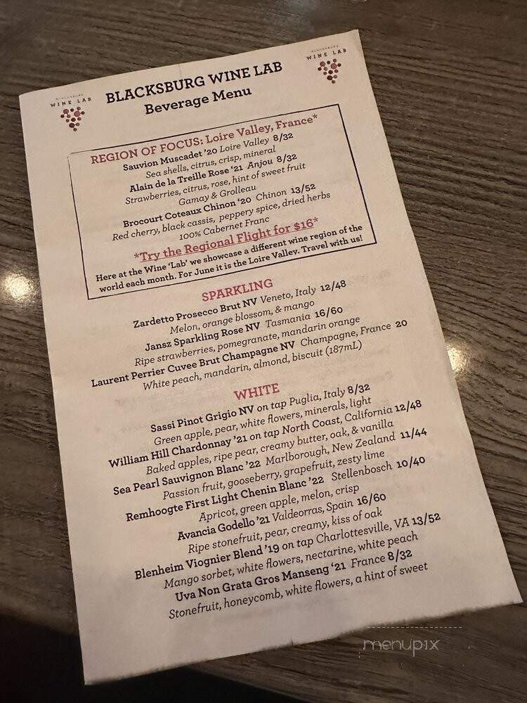 Blacksburg Wine Lab - Blacksburg, VA menu_pic
