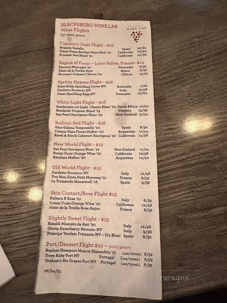 Blacksburg Wine Lab - Blacksburg, VA menu_pic