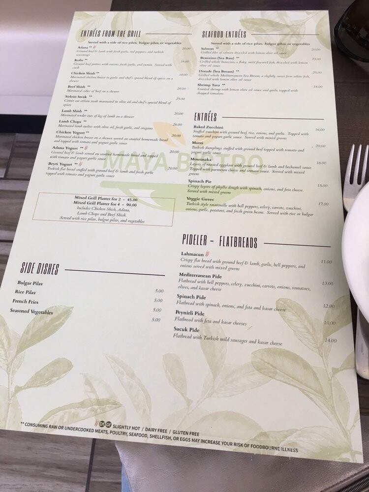 Maya Bistro - Arlington, VA menu_pic