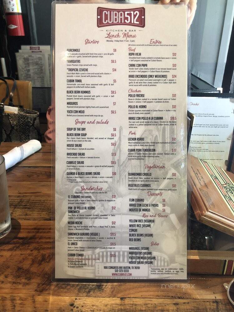 Cuba 512 - Austin, TX menu_pic