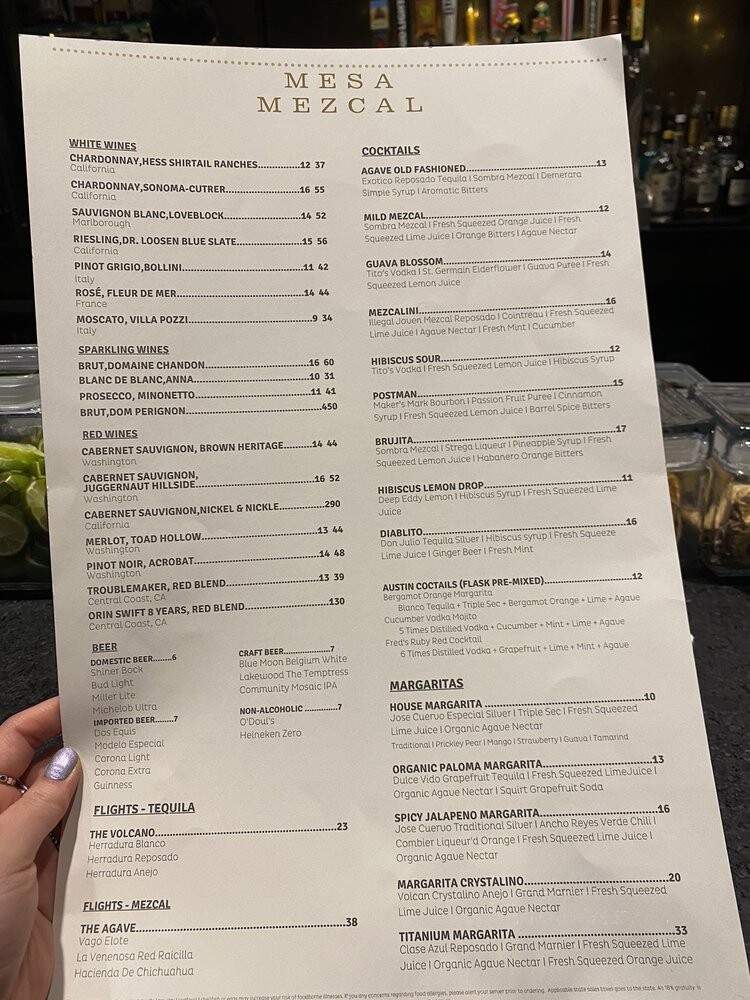 Mesa Mezcal - Irving, TX menu_pic