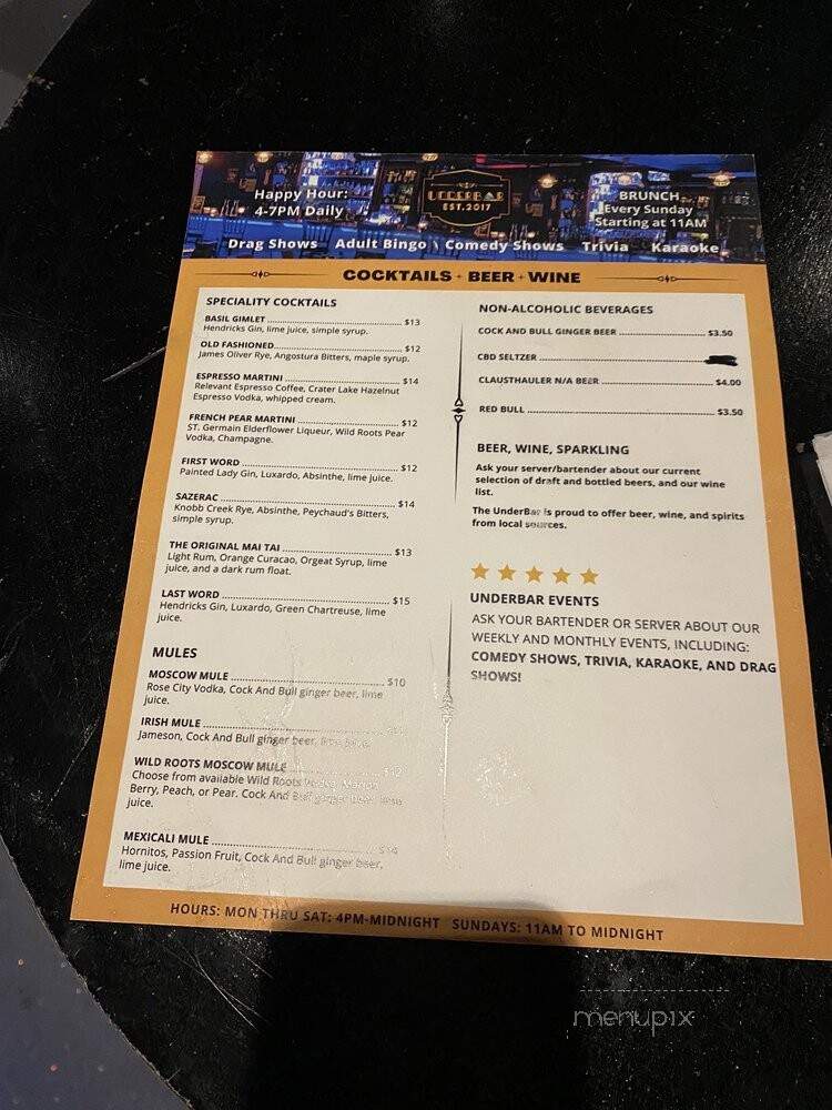 UnderBar - Vancouver, WA menu_pic
