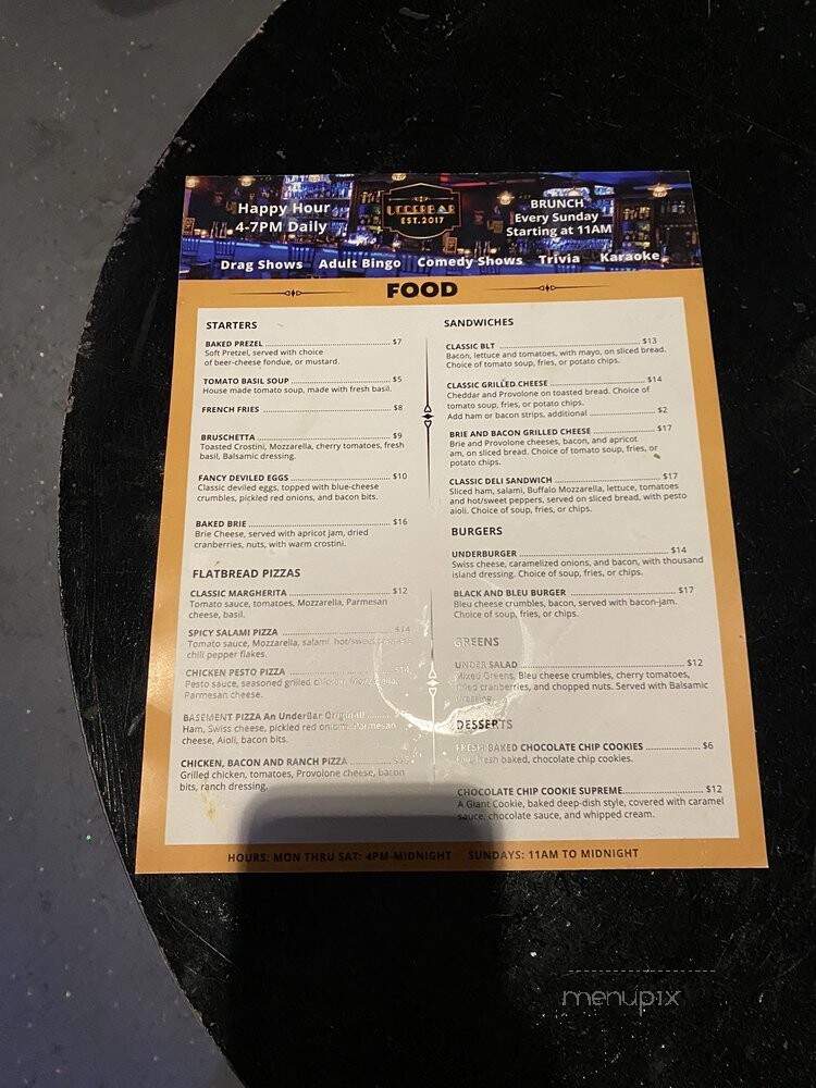 UnderBar - Vancouver, WA menu_pic